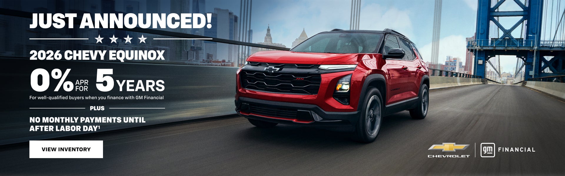 2026 Chevy Equinox. 0% APR for 5 years for well-qualified buyers when you finance with GM Financi...